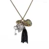 Pendant Necklaces Fashion Jewelry Women's Leaf Peacock Heart Key Tassels Charms Long Chain Necklace