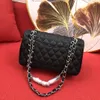 Designer Bag Chain Bag Plaid läder 5A Caviar Shoulder Bag Gold Silver Chain Läder Double Letter Open Button Dinner Bag Rekommenderad storlek 25