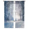 Sheer Curtains Forest Snow Landscape Beautiful Tulle for Living Room Bedroom the Kitchen Voile Organza Decoration 230812