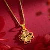 Donne a forma di cuore a 4 foglie Ragazze a sospensione catena 18k giallo oro color in stile delizioso regalo di gioielli lucidati