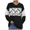 Women's Hoodies 2023 Women Leopard Print Streetwear Hoodie Female Simple Casual Stitching Printed Long-Sleeved Hooded Sweatershirt