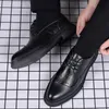 Dress Shoes Men's Leather Shoes Designer Brand Black Wed Dress Shoe Lace Up Casual Business Oxfords Point Toe Office Formal Male Italiano 230812