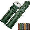 Bekijk banden echte lederen armband handgemaakte horlogeband 18 20 mm 22 mm band groen blauwe kleur pols band polshorloges groothandel