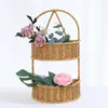 Decorative Flowers Imitation Rattan Wall-Mounted Basket Hanging Organizer Fruit Vegetable Storage Holder Planter Flower Sundries