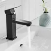 Bathroom Sink Faucets Zinc Alloy Baking Paint Black Square Single Hole Washbasin Faucet Toilet And Cold Gadget