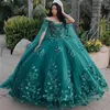 Dark Green Tulle Quinceanera Dresses Ball Gown Prom Evening Birthday Party Dress Lace Up Graduation Gown vestidos de quinceanera2570