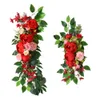 装飾的な花の花輪人工花弓結婚式装飾背景花の椅子背面ストリップミラーフロントフラワーデコレーション230812