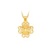 Donne a forma di cuore a 4 foglie Ragazze a sospensione catena 18k giallo oro color in stile delizioso regalo di gioielli lucidati