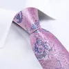 Bow Ties for Men 2023 Luxury Pink Blue Paisley Silk Business Wedding Party Neck Tie Pocket Square Cuffe Links Accessoires Gift