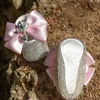 First Walkers Walkers Luxo Baby Girl Shoes Crown Bows Conjunto da cabeça Crystal Princess Nascido Pogra