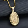 Pendant Necklaces Virgin Mary Necklace For Men Woman Holy Mother Ave Maria Prayer Gold Silver Color Vintage Jewelry Gift