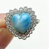 Anelli di cluster Namibia Naturale Larimar Blue Dominia Anello regolabile del cuore 10x10mm Modello d'acqua amore 925 Sterling Silver