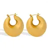 Hoepel oorbellen trendy roestvrijstalen stalen snijwerk dikke holle vorm PVD Gold Compated Jewelry