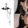 Backs oorbellen Goth Punk Halloween Devil Crossed Chain Women Ear Clip Stud