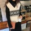 Maglioni femminili da donna pullover senza maniche primavera 2023 in stile coreano geometrico vintage a vta giubbotto maglione maglione maglione beige