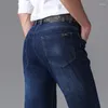 Jeans masculinos 2023 trecho slim fit pant masculino de alta qualidade comercial Casual Blue clássico calça calças de jeans de lavagem direta homens homens