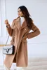 Women's Trench Coats Fashion Ladies Casual Overcoat Autumn Winter Office Long Coat Sleeve Double Breasted Femme Woolen