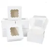 Gift Wrap 5/10pcs White Kraft Paper Cake Box With Clear Plastic Window Wedding Birthday Biscuit Baking Packaging