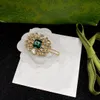 Винтажный латун Mbed Square Emerald Crystal Flower Hair Clips Barrettes, дизайнерские ювелирные украшения роскошь, банкет, День святого Валентина, Рождество, подарки