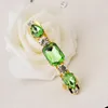 Kopfbedeckungen Vintage Crystal Green Hairpin Mode koreanischer Frauenschmuck Geometrischer Strassstein