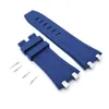 28 mm - 24 mm donkerblauwe rubberen bandband voor AP Royal Oak Offshore 42 mm horloge