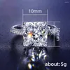 Wedding Rings Huitan Luxury Princess Square Cubic Zircon Bands For Women 2023 Modern Design Engagement Fashion Jewelry Wholesale