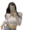 Women's Sweaters 2023 Spring Sexy Lowcut Vneck Longsleeved Knitted Cardigan Women Short Thread Tshirt Navel Bottoming Shirt Tight Top 230812