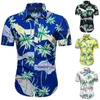 Herren lässige Hemden Sommer Blumenhemd Bluse kurzärmelig Taste Turn-Down-Kragen Plus Größe Beach Chemise Hommise Homme