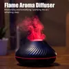 Huiles essentielles Diffuseurs Flame Arôme Diffuseur Air Humidificateur maison Ultrasonic Maker Fogger Huile essentielle Diffusor avec la lampe de flamme de couleur LED Purificateur de lampe 230812