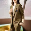 Damesjacks Casual pak Twee stuk 2023 Spring herfst mode lange mouw blazers jas pant Koreaanse elegante chique matching set