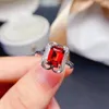 Clusterringen FS Natural Garnet Square Ring S925 Sterling Silver Fine Flay Charm Dames Weddings sieraden Meibapj Style