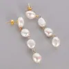 Bengelen oorbellen 7-8 mm natuurlijke witte barokke parel oorbel 18k oor druppel mode klassieke accessoires cadeau sieraden