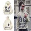 Men's Hoodies Sweatshirts Double 3D Foam Skulls Flame Graphic Broken Planet Hoodie Men Women America Winter Vintage High Street Fleece Loose Pullover 230812