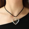 Collares colgantes de moda Glass Heart Choker Mujeres Declaración de cuero Collar Joya Novia Regalos