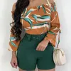 Womens Tracksuits Wepbel Off Shoulder Top Shorts With Belt Summer Skinny Beach Wear 2 Piece Sets Outfits Strapless Tops Brown Pants JRR0