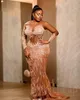 2023 août Aso Gold Mermaid Robe Prom Prom Prom Pourse Lace Evenol Fête Forme Deuxième réception Robes de fiançailles d'anniversaire Robe de Soiree ZJ786