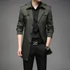 Trench Coats Nieuwe Lente Mannen Geul Mode Engeland Stijl Lange Trenchcoats Mens Casual Bovenkleding Jassen Windjack Merk Heren Kleding 230812