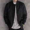 Män hoodie klassisk casual varumärkesjacka skjorta dubbel vävt material överdimensionerade bomberjackor armficka dekoration asiatisk storlek v-hals tre färg vårrock