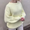 Kadın Sweaters Mor Büyük Boy Out Sweater Khaki Sakulaklar Knited Kadınlar Kış Sonbahar 2023 Kalın Yumuşak Kız Baggy