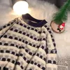 Women's Sweaters Contrast Plaid O-Neck Batwing Sleeve Knit Sweater Casual Loose Retro Pullover 2023 Autumn Winter Fashion Women