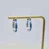 2023 Hot selling S925 sterling silver blue Aobao heart-shaped earrings in Europe and America, round ear buckle earrings