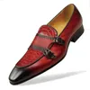 Kleding schoenen elegante jurk puntige schoenen monnik echt lederen monnik strap wingtip formele slip-on loafer slang huidpatroon banket feest heren 230812