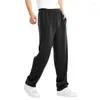 Pantaloni da uomo louatui uomini allungare jogger a colore solido gamba dritta workout pantaloni casuali con tasche