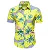 Herren lässige Hemden Sommer Blumenhemd Bluse kurzärmelig Taste Turn-Down-Kragen Plus Größe Beach Chemise Hommise Homme