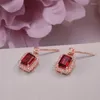 Dangle Earrings Fine Jewelry Sterling Silver S925 Drop Natural Garnet Red Square 1.1ct Gemstone For Women Luxury Brincos CCEI025