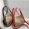 Strandtaschen 2022 Neue Sommer Gras gewebte Tasche Kontrast einfache lässige Handtasche Single Umhängetasche Schrägströme Sackbeutel Handheld Mody Damen Bagstylishdesignerbags