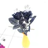 Flores decorativas 1PC Sala de estar de seda Flor de seda Bouquet Diy Head Home Home Artificial Black Rose Year Decoração única Halloween