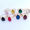 36/PC Nuovi gioielli in lega da donna Glass Heart Style Vintage Colorato Ring Mescola e abbina Gioielli con anello femminile semplice all'ingrosso