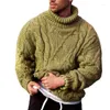 Camiscedores masculinos 2023 Autumn/Winter Fashion Casual Twisted Flower Collar High Color Solid Color Sweater Versátil Sweter Knit