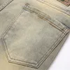 Heren jeans Summer Street Green SpiderWeb geborduurde jeans mode mid-taist casual slanke pit broek mannen 230812